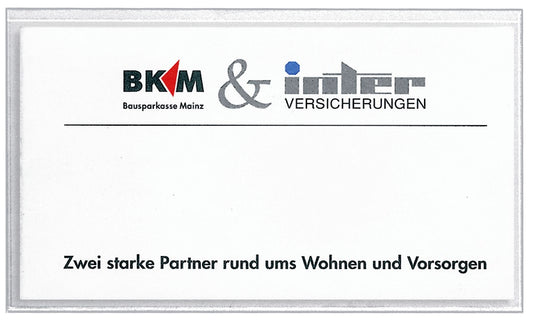 Visitenkartentaschen VELOCOLL®, 101x57,PP sk, lange Seite offen, 100er Pckg, glasklar