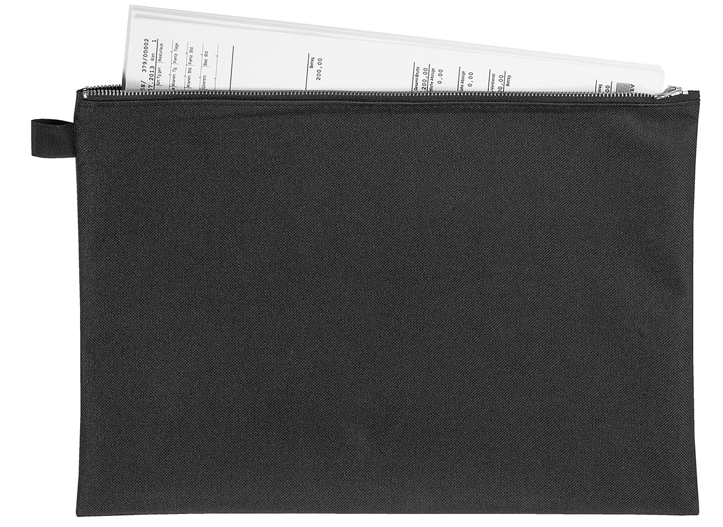 Bank- und Transporttasche, DIN A4, Textil, mit Metallreißverschluss, schwarz