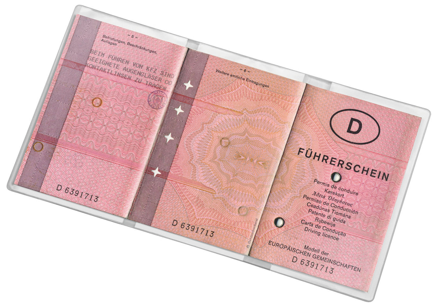 Doppelhülle, PP 170my, 3-tlg., links und rechts eine Einstecktasche, genarbt