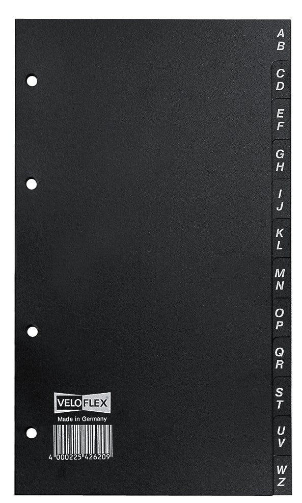 Register, DIN A5, Hart-PVC, für Visitenkarten- und Telefonbuch, 12tlg. A-Z, schwarz
