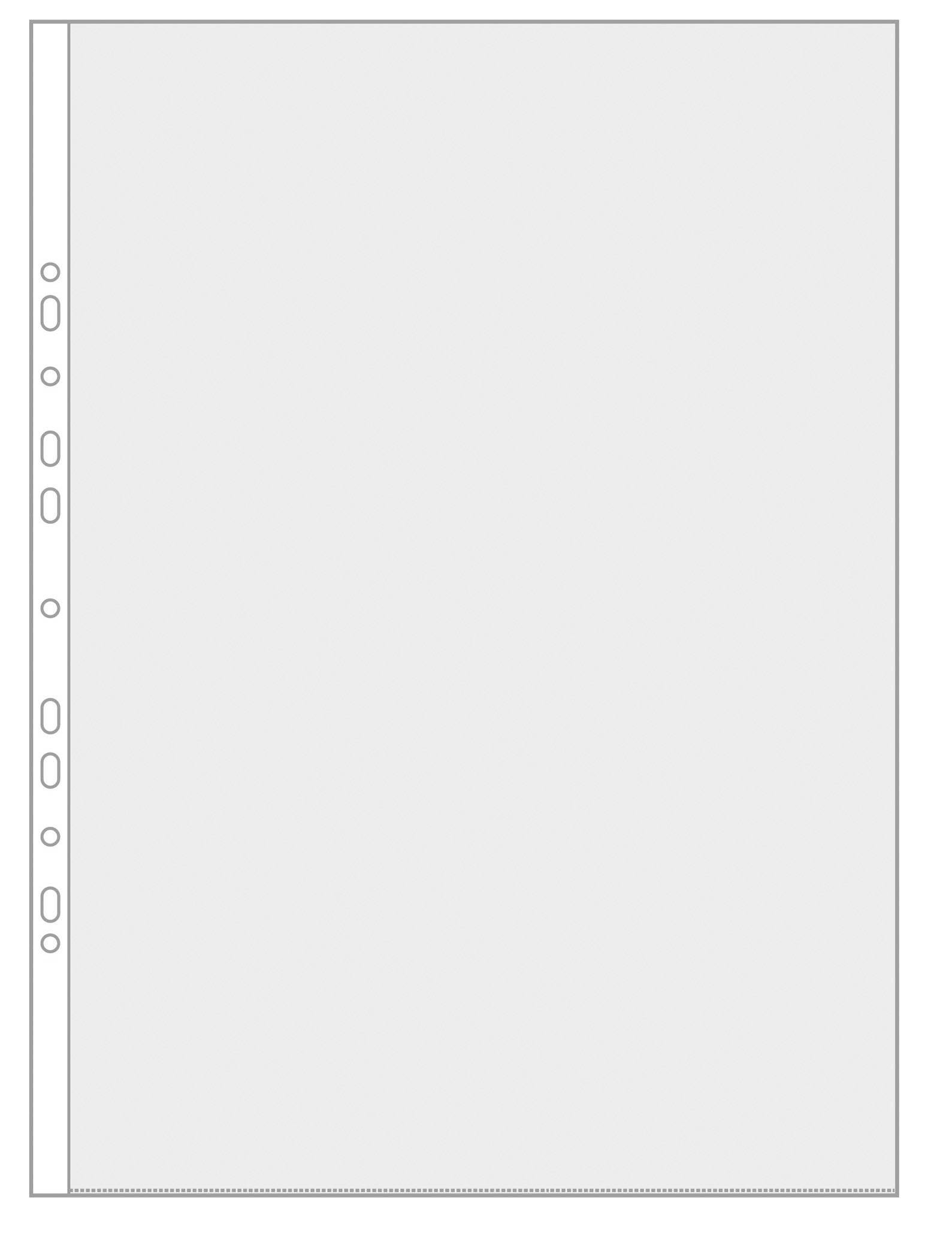Prospekthüllen, DIN A3 hoch, PP 80 my, Eurolochung, 10 im Beutel, glasklar