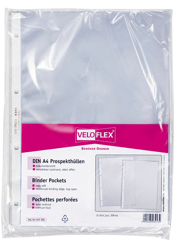 Prospekthüllen, DIN A4, PP 75 my, dokumentenecht, 10er SB-Packung, glasklar