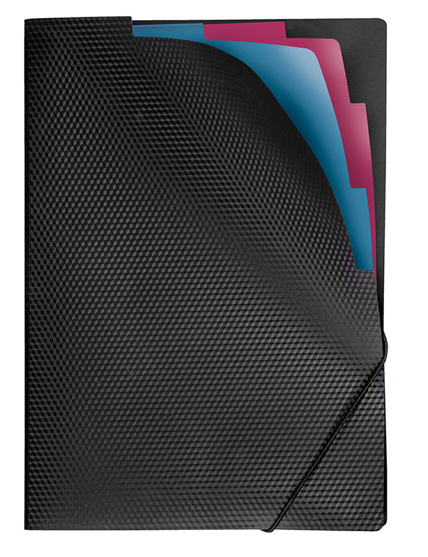 Registermappe Diamond, DIN A4, PP, 3-tlg., schwarz