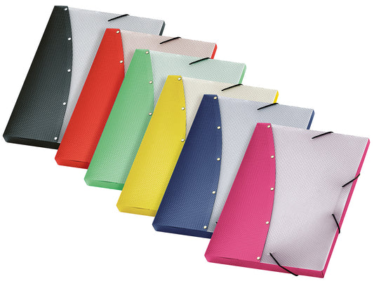Sammelbox Diamond,  DIN A4, PP- Folie, mit Gummizugverschluss, 6 Farben sortiert
