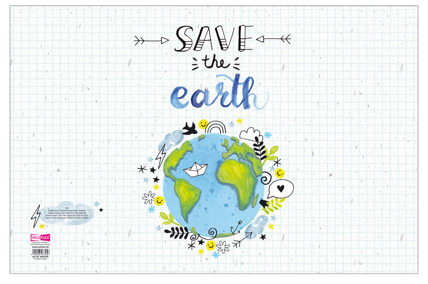Schreibunterlage Save the earth, 39 x 60 cm, aus Karton, umweltfreundlich