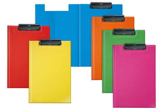 Clipboard VELOCOLOR®, DIN A4, PVC, schwarze Metallklemme mit Hängeöse, Klarsichttasche