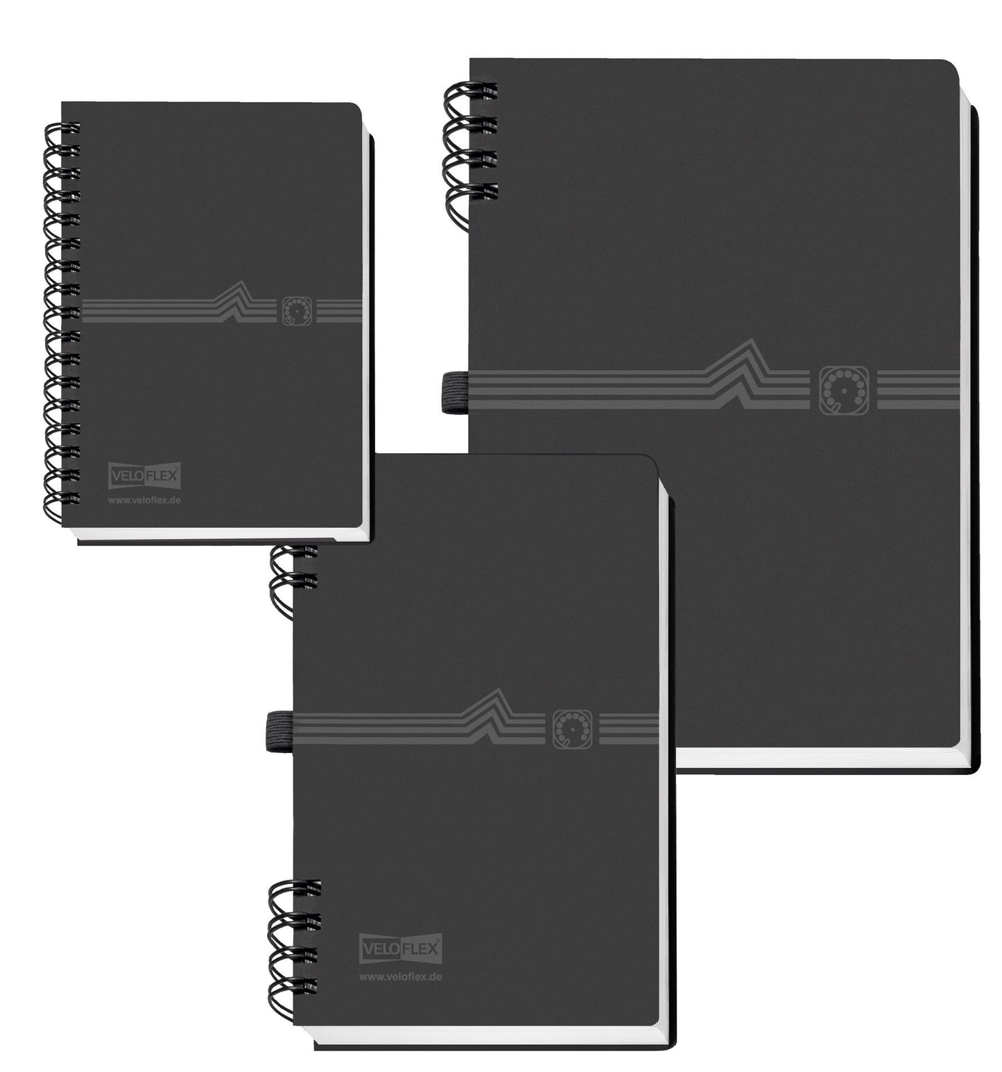 Telephone book, DIN A6, PP, with spiral binding, with embossing, 12-part index, black