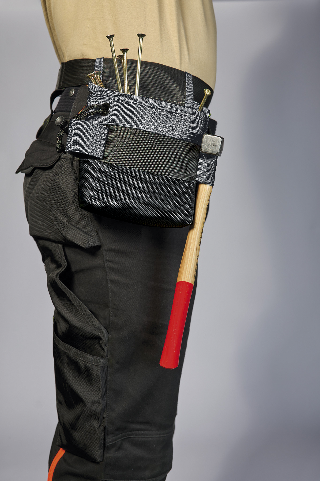 Tool Bag S, high-quality multifunctional bag, robust textile, wide strap, water-repellent fabric, black/grey