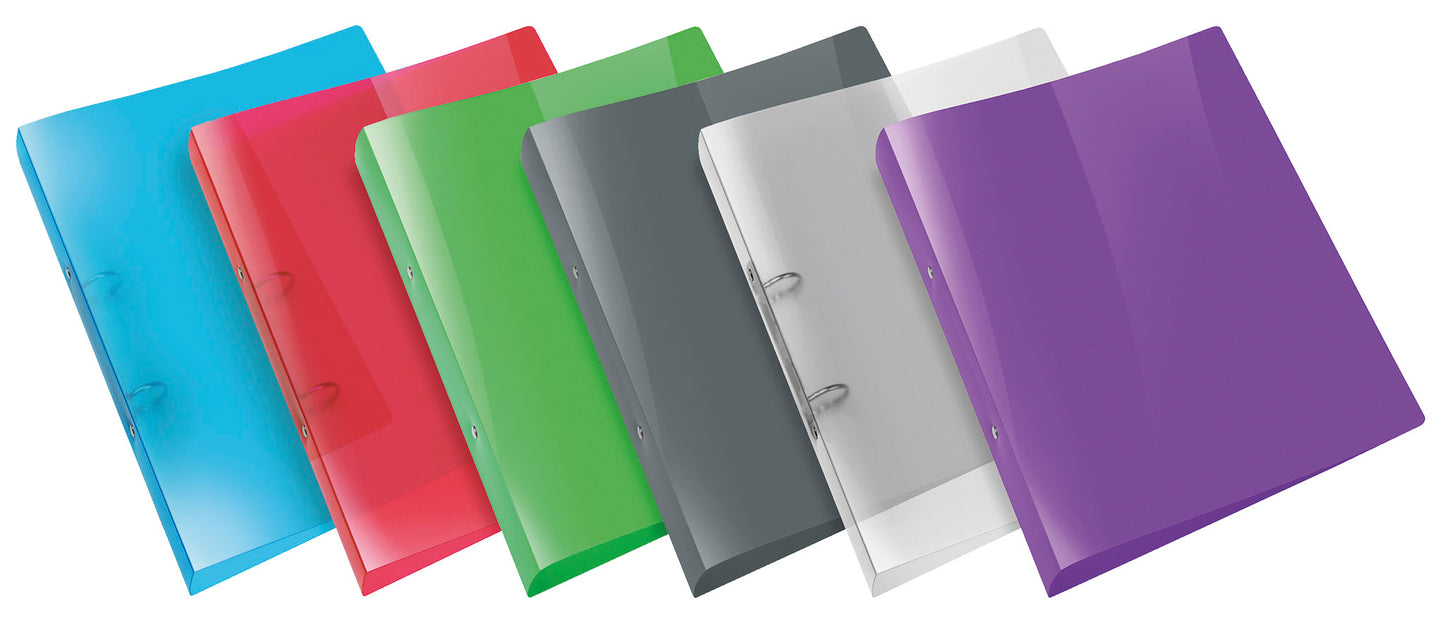 Ringordner PROPYGLASS® Viquel, DIN A4, PP, 2-Rund-Ring-Mechanik 30 mm Füllhöhe, sortiert