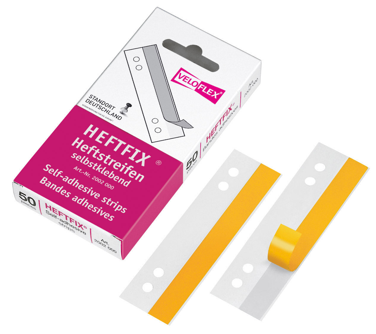 HEFTFIX®, 105 mm lang, Hartfolie sk, Lochabstand 60 u. 80 mm, 50er SB-Pckg. glasklar