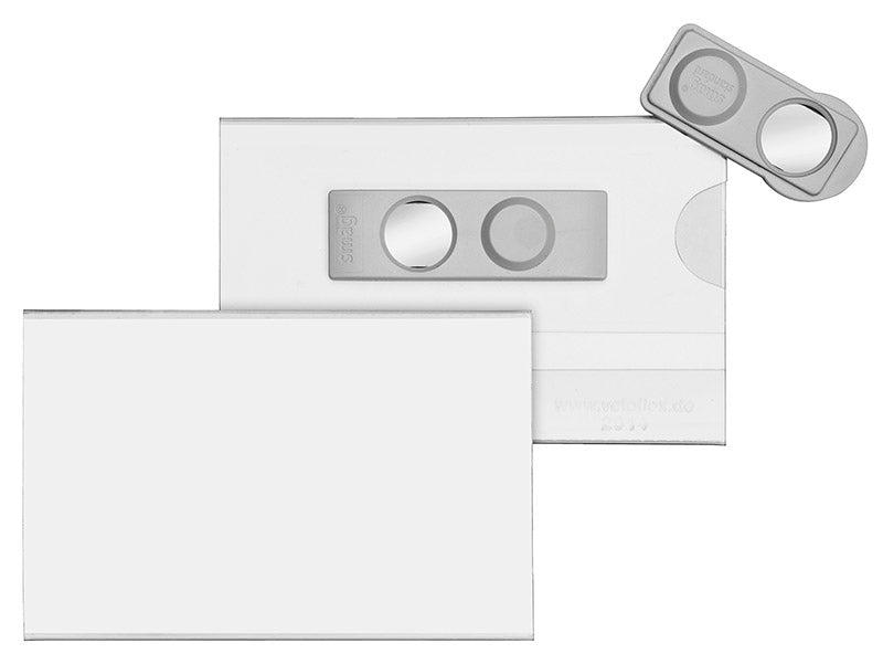Magnet-Namensschilder VELOCARD®, 90 x 57 mm, Hart-PVC, Doppelmagnet, transparent