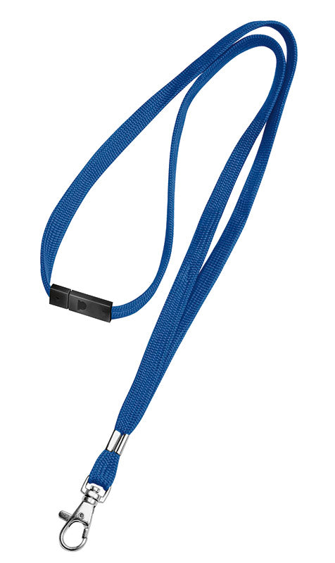 Textilband für Namensschilder, 10 mm breit, mit Karabinerhaken und Sicherheitsverschluss, blau