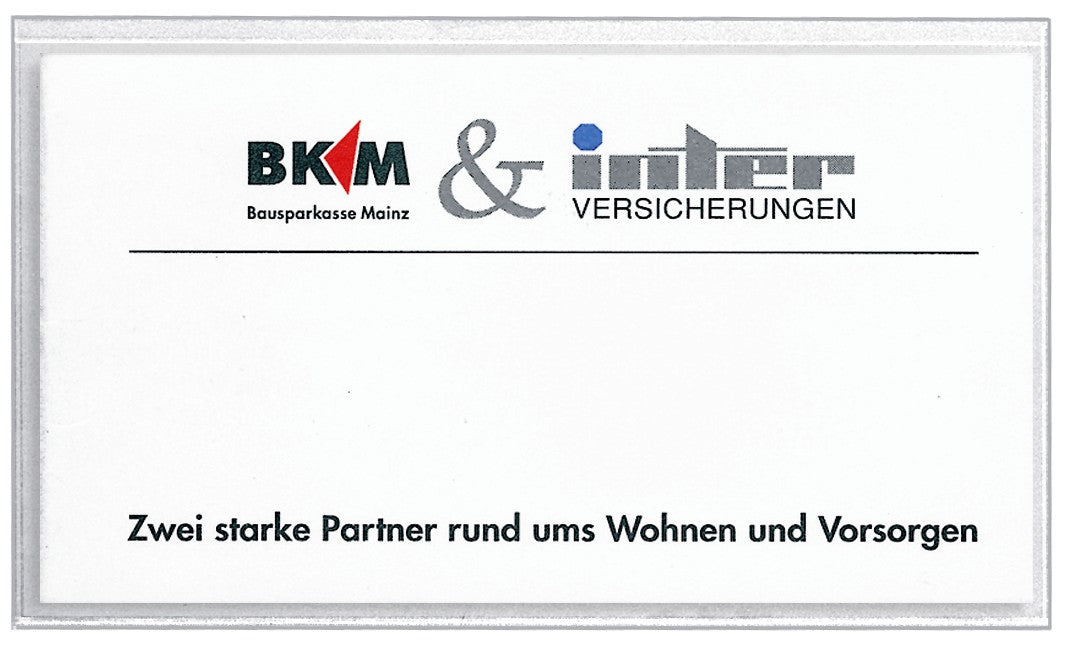Visitenkartentaschen VELOCOLL®, 101x57,PP sk, lange Seite offen, 100er Pckg, glasklar