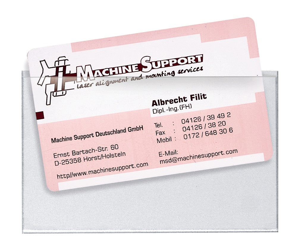 Visitenkartentaschen VELOCOLL®, 90x57, PP sk, lange Seite offen, 12er Pckg, glasklar