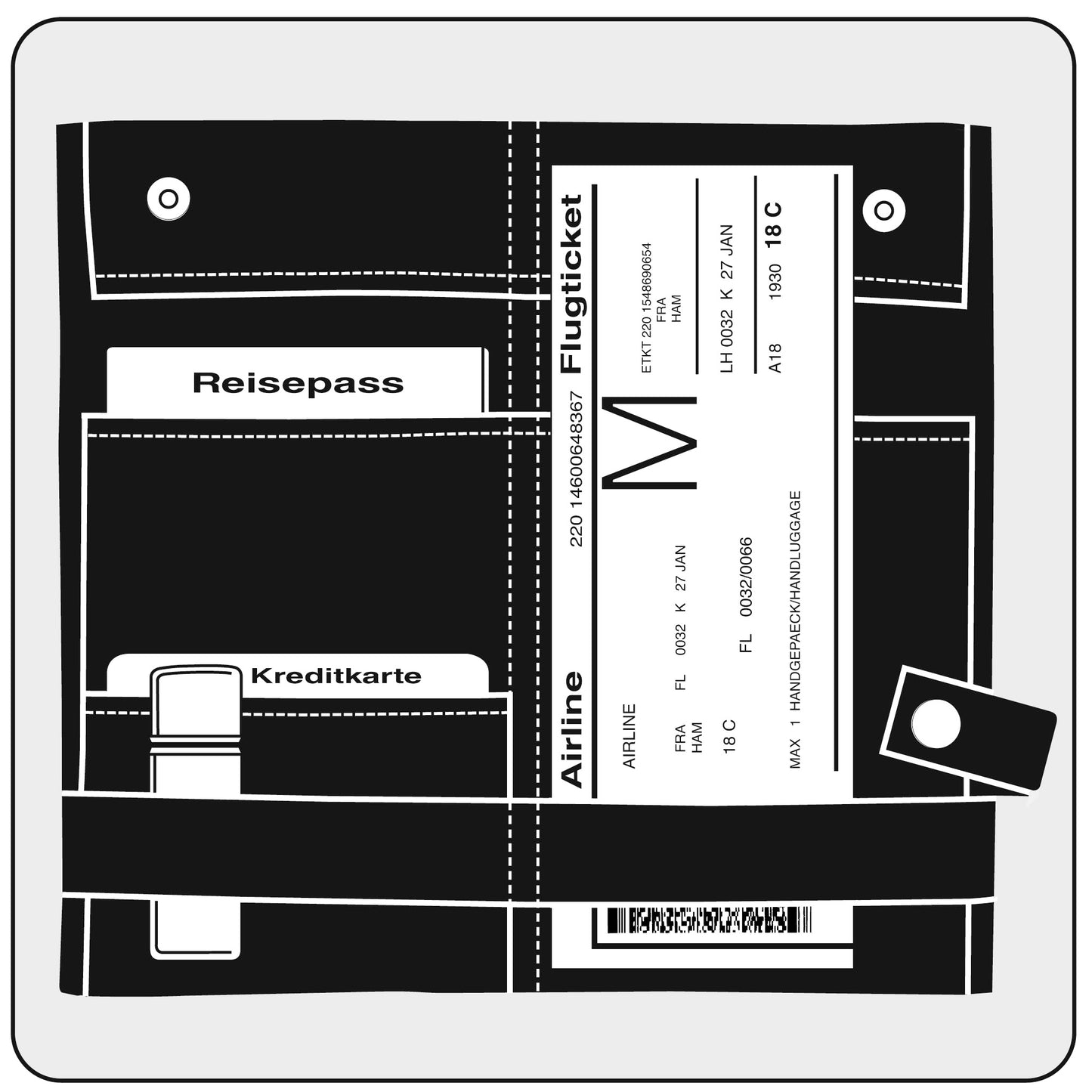VELOBAG® Komfort, flexible Organisationstasche, Nylon, mit Druckknopfverschluss
