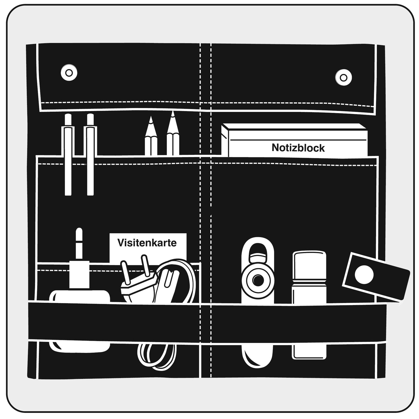 VELOBAG® Komfort, flexible Organisationstasche, Nylon, mit Druckknopfverschluss