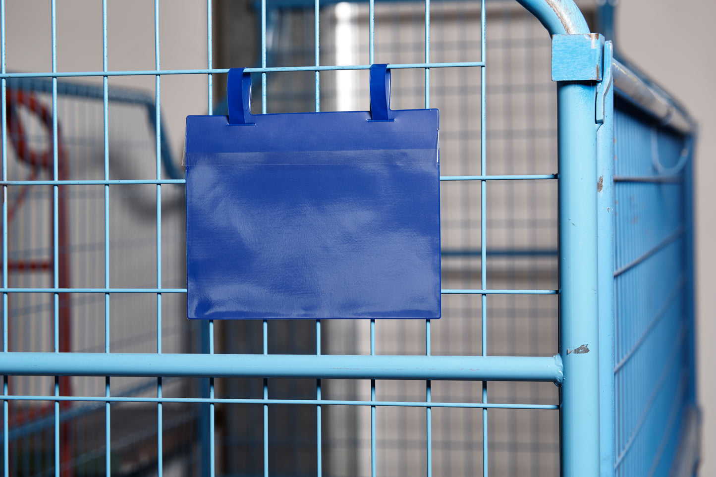 Gitterboxtasche, DIN A5, Querformat, PVC, mit Laschen, blau