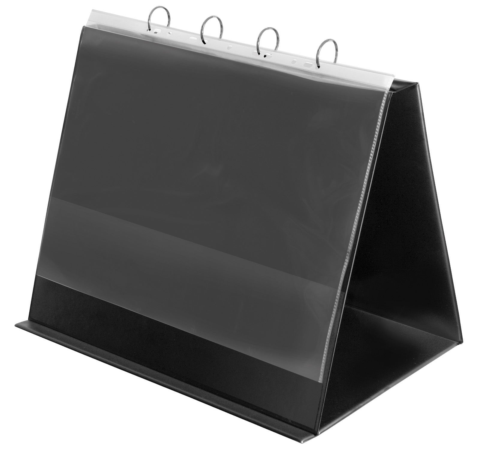 Tisch-Flip-Chart, DIN A3 quer, PVC-Folie, 4-Rund-Ring-Mechanik, 30 mm, schwarz