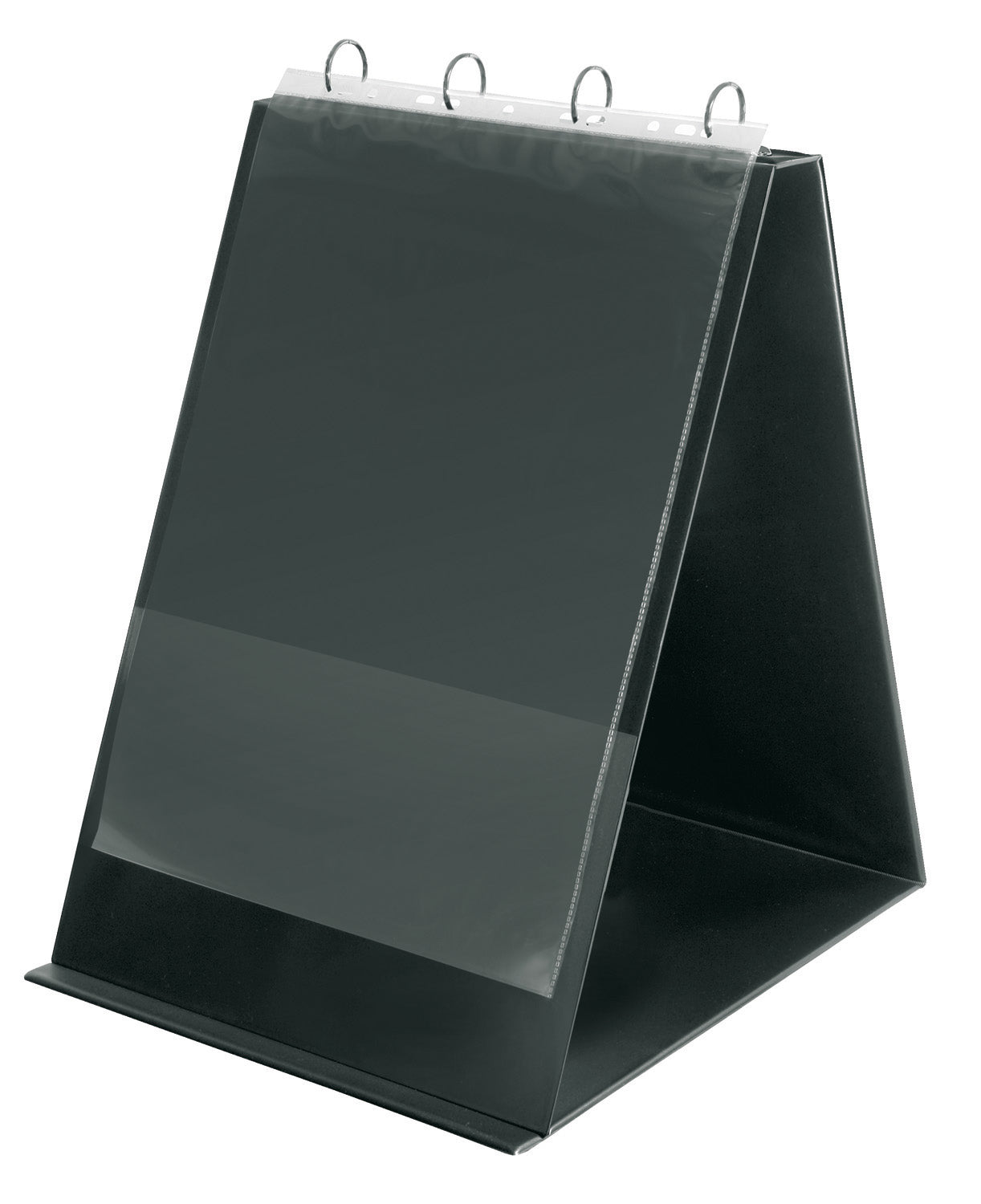 Tisch-Flip-Chart, DIN A3 hoch, PVC-Folie, 4-Rund-Ring-Mechanik, 30 mm, schwarz