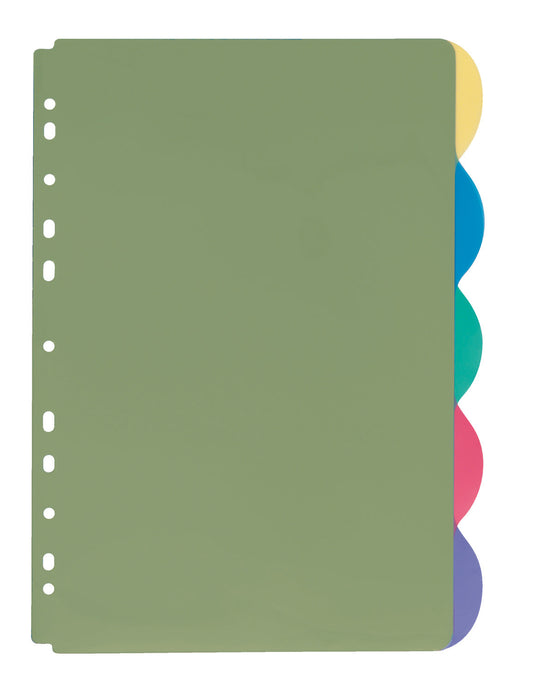 Register 5-tlg., DIN A4, PP-Folie, blanko Taben, 5 farbig transparent