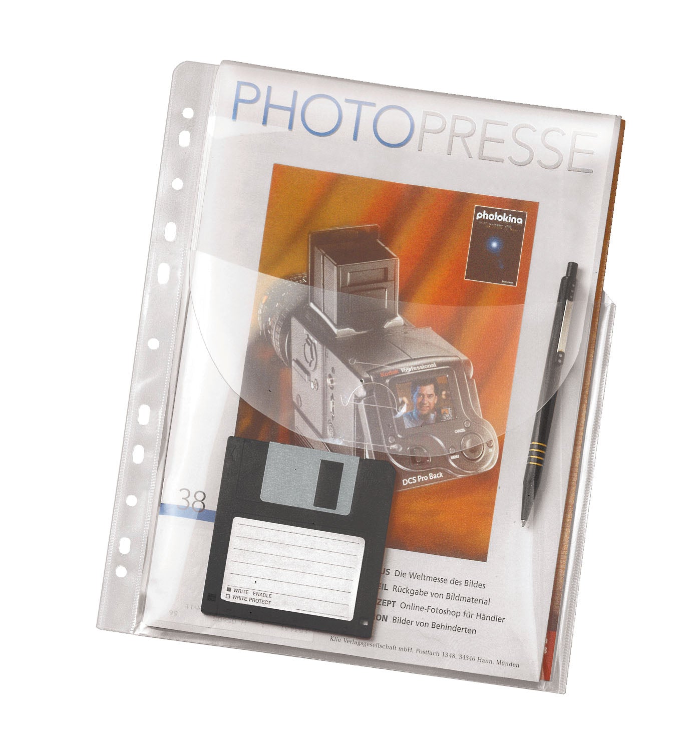 Prospekthülle Jumbo Faltentasche, DIN A4, PP 200 my, transparent