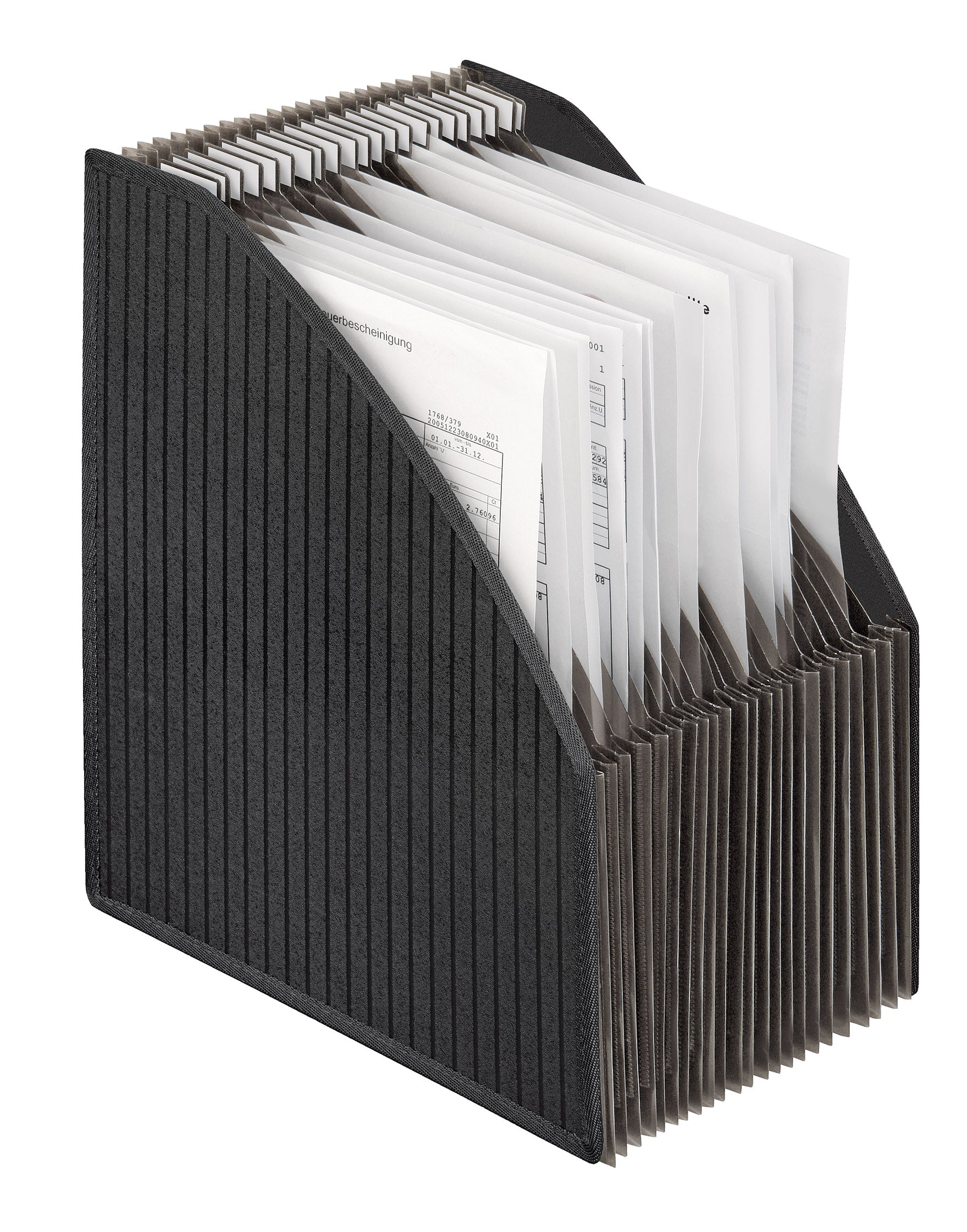Stehsammler-Fächerbox, DIN A4, PP, textilverstärkte Kanten, schwarz