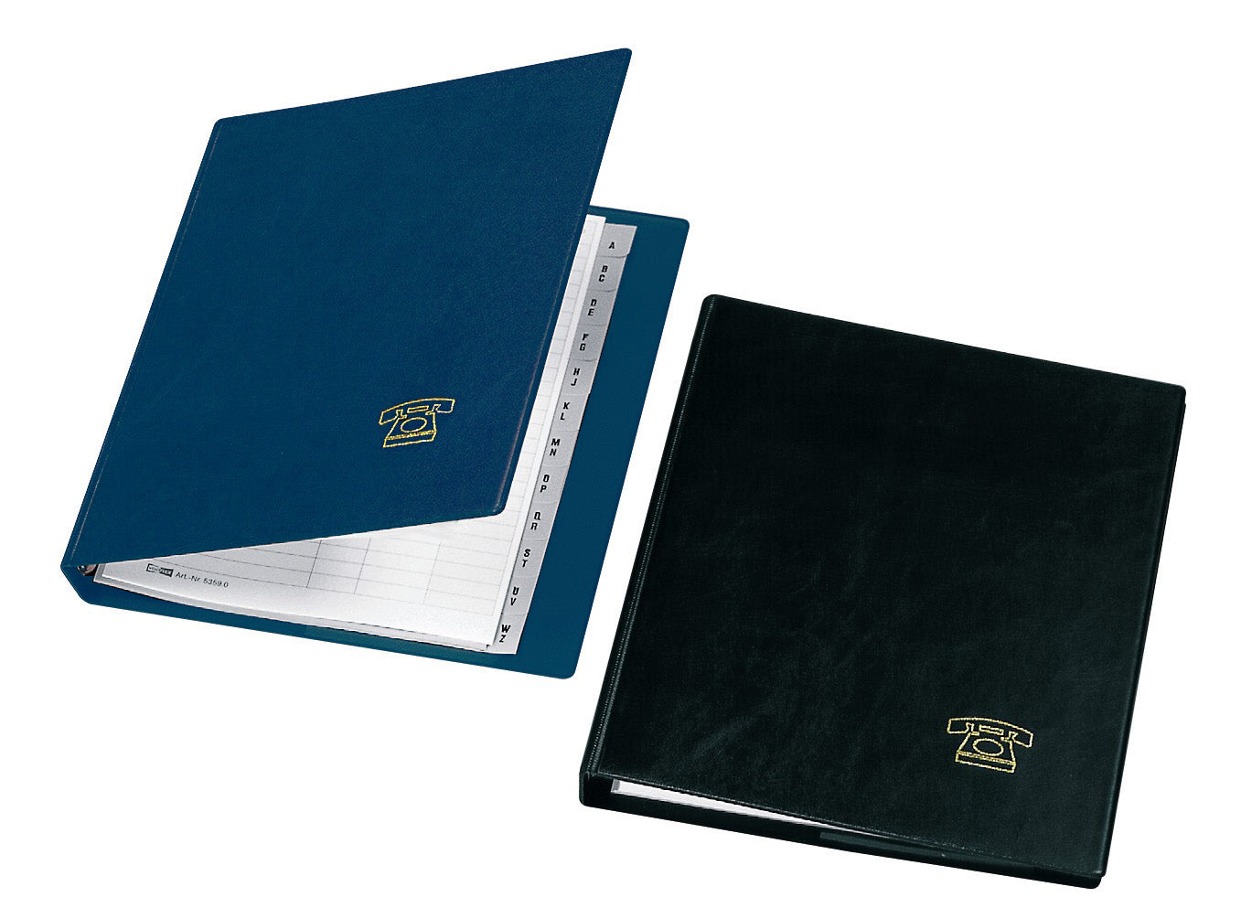 Telephone ring binder, DIN A5, PVC leather grain, 4-round ring mechanism 16 mm