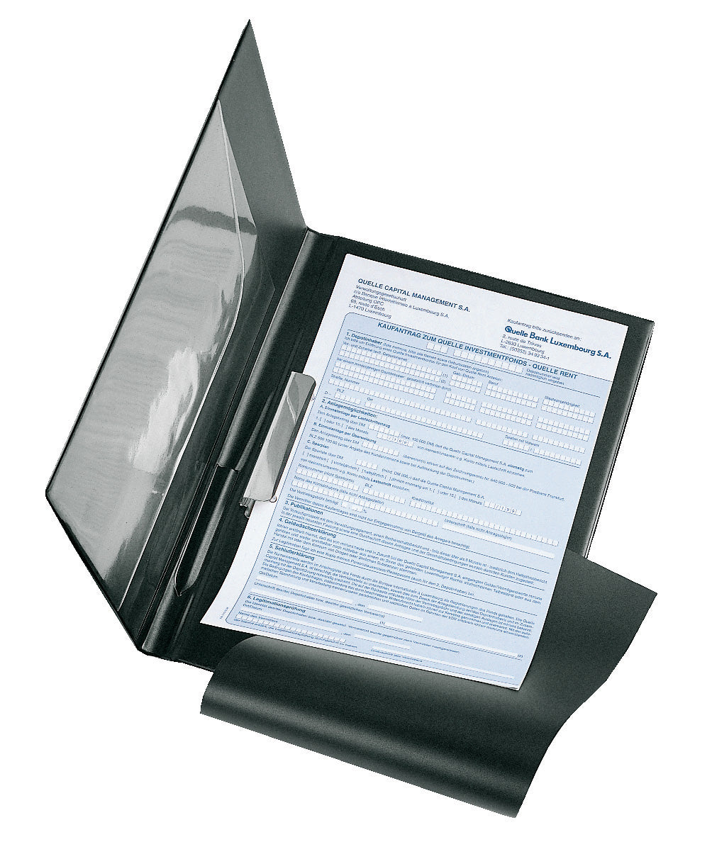 Clipboard Auftragsmappe, DIN A4 hoch, Nappafolie, Stiftmechanik, schwarz