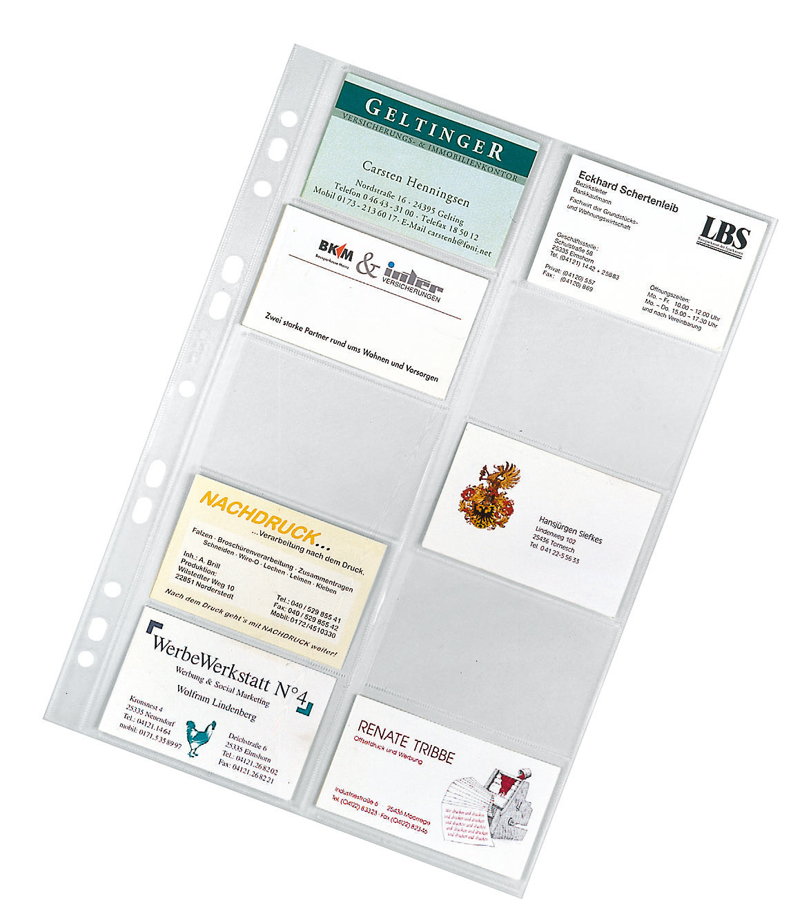 Visitenkartenhüllen, DIN A4, PP 100 my, 20 Karten pro Hülle, 10er Packung, glasklar