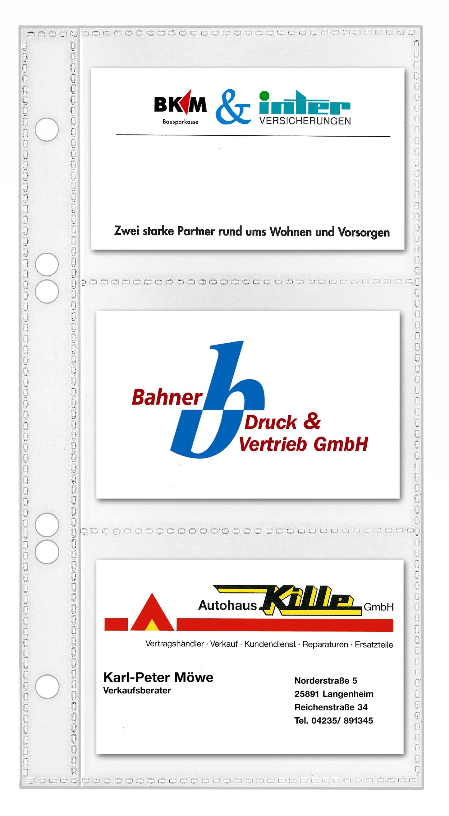 Visitenkartenhüllen, 110x210mm, PP-Folie,  6 Karten / Hülle, 10er Pckg., transparent