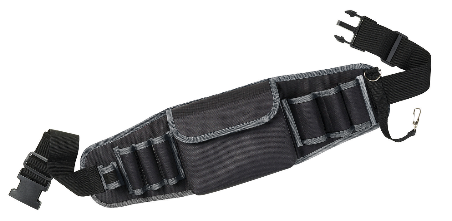 Tool Bag M, high-quality tool belt bag, robust textile, wide strap, water-repellent fabric, black/grey