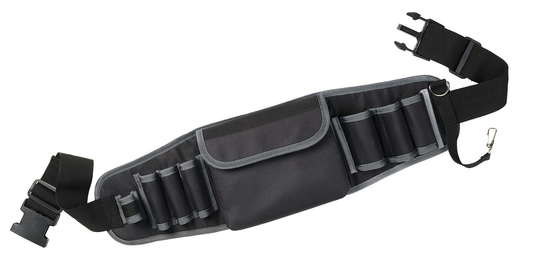 Tool Bag M, high-quality tool belt bag, robust textile, wide strap, water-repellent fabric, black/grey