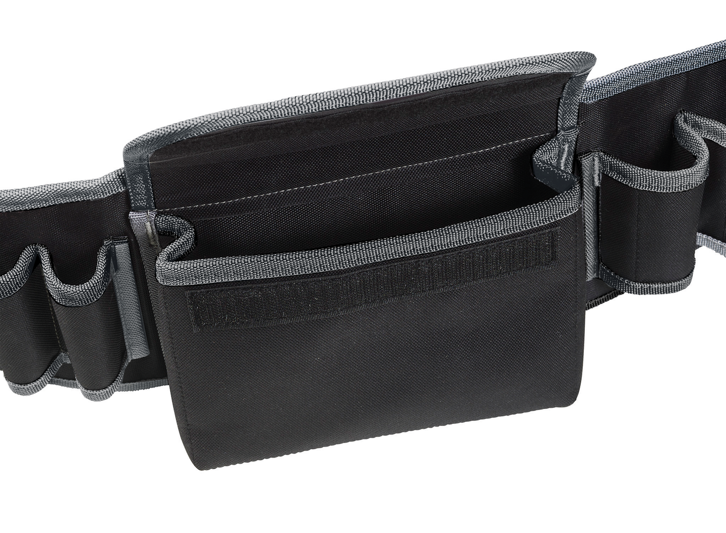 Tool Bag M, high-quality tool belt bag, robust textile, wide strap, water-repellent fabric, black/grey