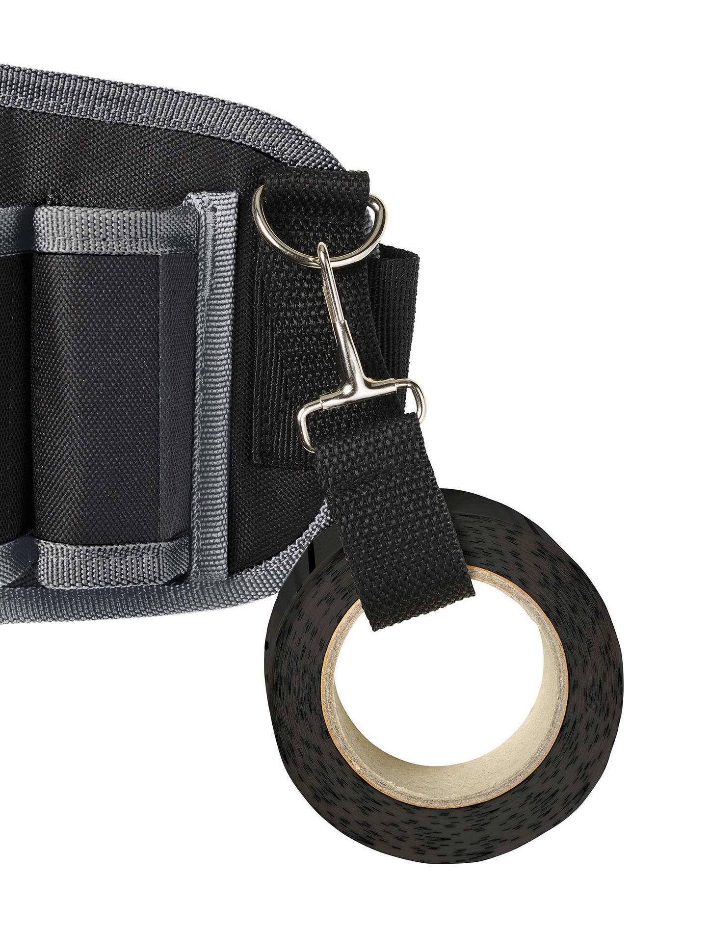 Tool Bag M, high-quality tool belt bag, robust textile, wide strap, water-repellent fabric, black/grey