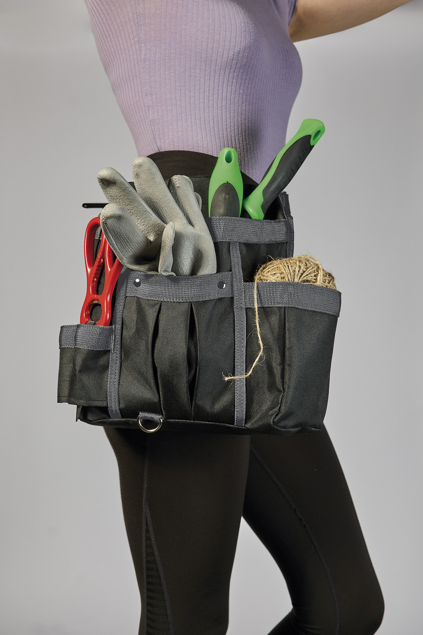 Tool Bag L, hochwertige Werkzeugtasche, robustes Textil, breiter Gurt, wasserabweisender Stoff, schwarz/grau