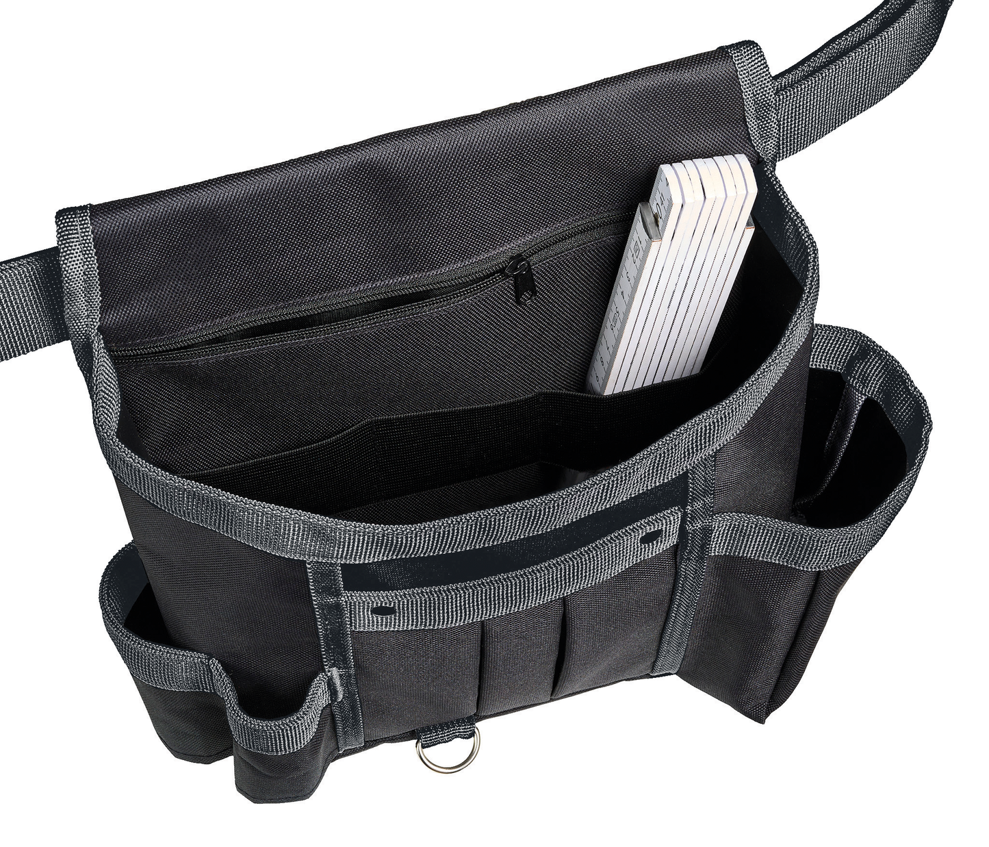 Tool Bag L, hochwertige Werkzeugtasche, robustes Textil, breiter Gurt, wasserabweisender Stoff, schwarz/grau