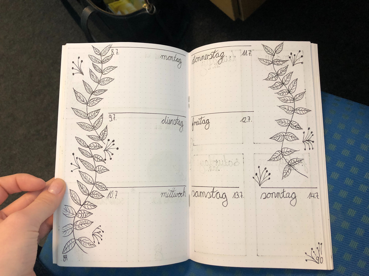 Bullet Journal Notizbuch, 13 x 21 cm, regeneriertes Leder, 2x 64 Blatt Einlagen
