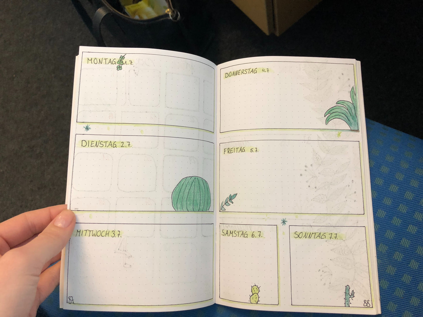 Bullet Journal Notizbuch, 13 x 21 cm, regeneriertes Leder, 2x 64 Blatt Einlagen