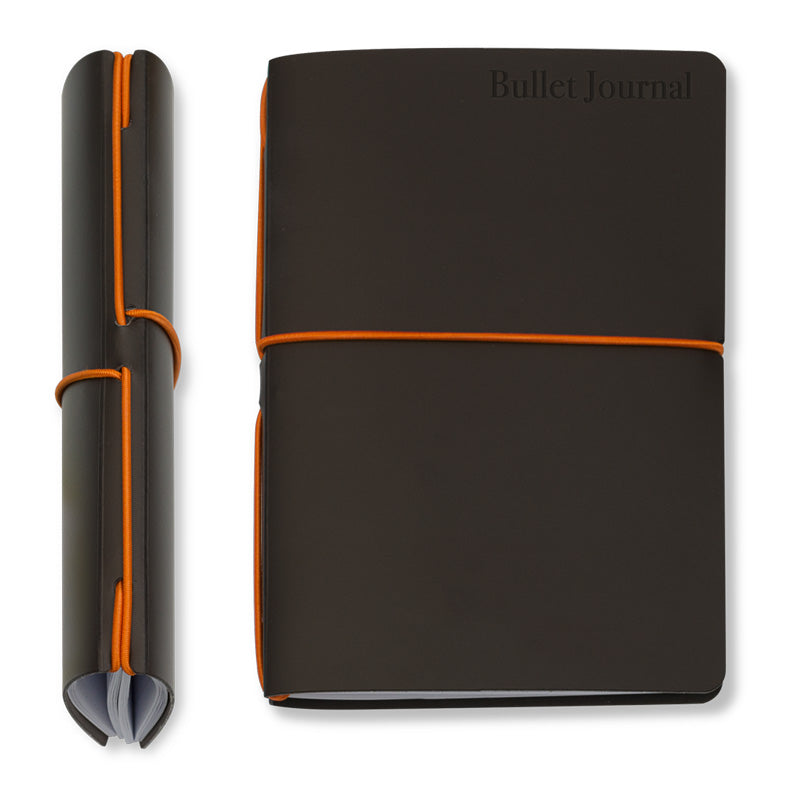 Bullet Journal Notizbuch, 13 x 21 cm, regeneriertes Leder, 2x 64 Blatt Einlagen