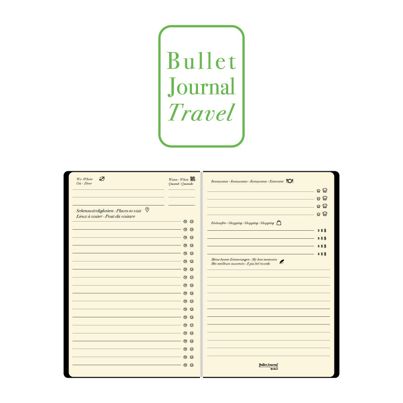 Einlage Travel, für Bullet Journal, 13 x 21 cm, 2er Set