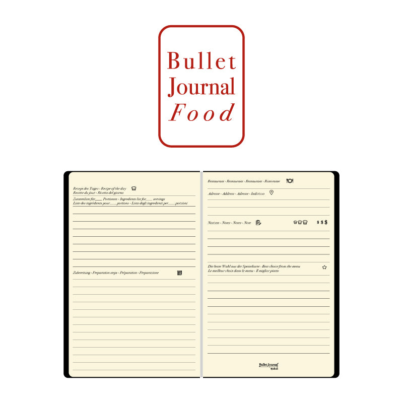 Einlage Food, für Bullet Journal, 13 x 21 cm, 2er Set