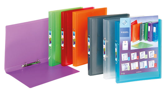 Präsentationsringbuch PROPYGLASS® Viquel, DIN A4, PP, 2-Rund-Ring-Mechanik 20 mm Füllhöhe, mit Einstecktasche,  sortiert