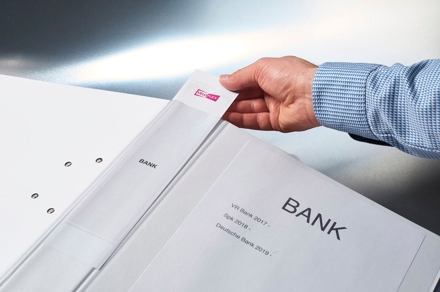 Presentation ring binder VELODUR®, DIN A4, PP laminated, 4-D-ring mechanism 30mm