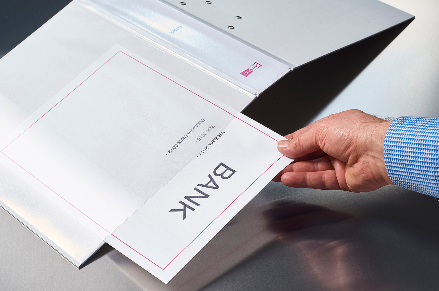 Presentation ring binder VELODUR®, DIN A4, PP laminated, 4-round ring mechanism 15 mm, white