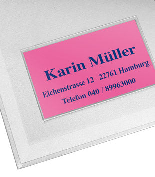 Visitenkartentasche im Ordner eingeklebt